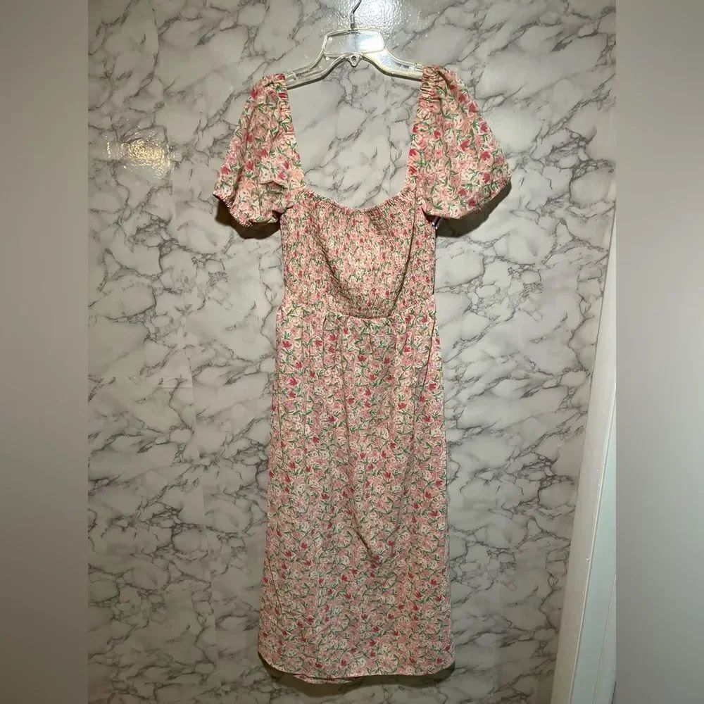 Nordstrom Lush Floral Smocked Crisscross Back Dress